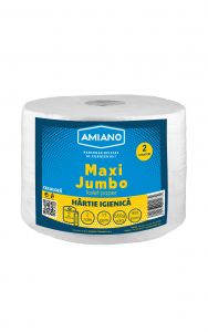 Hartie igienica Maxi Jumbo Amiano, alba, 2 straturi, 2 role