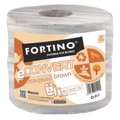 Hartie igienica Mini Jumbo Fortino, eConvert brown, 2 straturi, 2 role