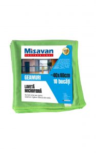 Laveta microfibra pentru geam Misavan Professional, 40*40cm, 10buc/set, verde