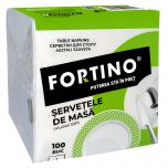 Servetele masa Fortino, 25*25cm, 1 strat, 100 buc/ set, ALB